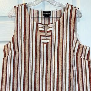 Liz Claiborne, Large, Orange Stripped, Sleeveless Tunic